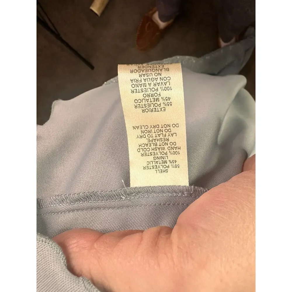 Eliza J Women's Formal Dress Size 12 Blue Metallic Beaded Halter Evening Gown - Picture 8 of 8